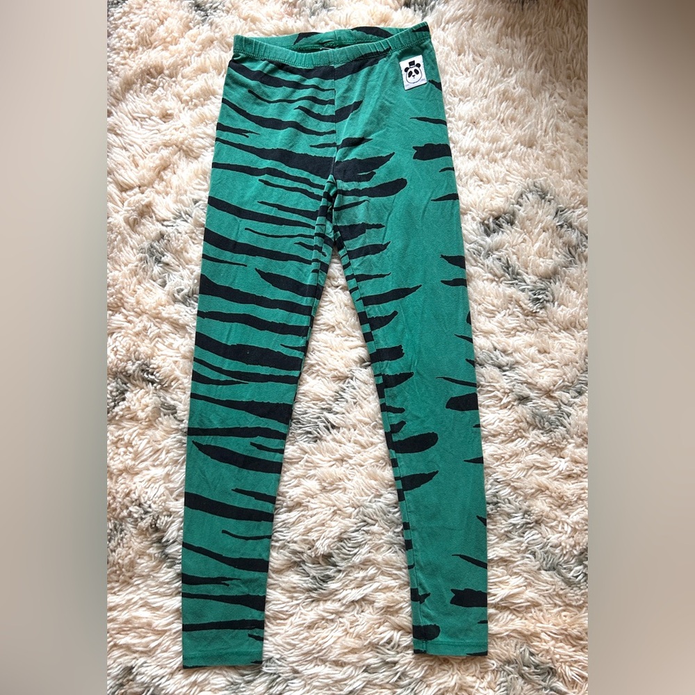 Mini Rodini Green Zebra Leggings